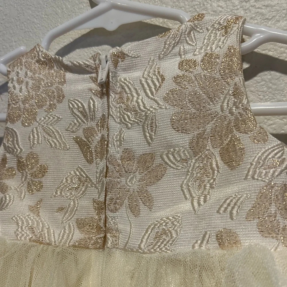 Adorable Cream and Gold Floral Easter Dress